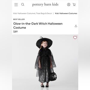 Pottery barn kids halloween costume witch glow in the dark Sz 7-8